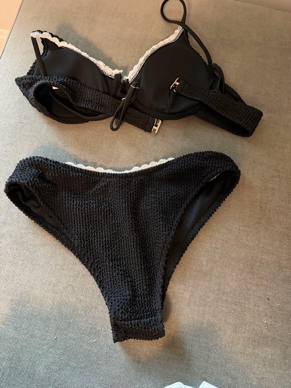 Black  Two-Piece Bikini with White Trim